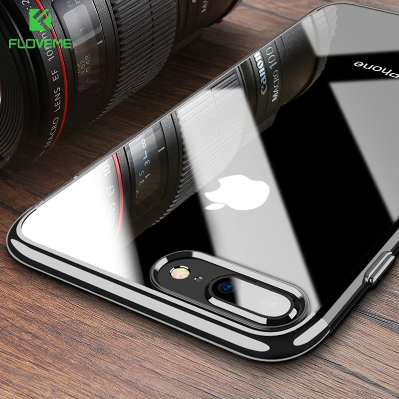 

FLOVEME Phone Case For iPhone 8 7 Case 3D Transparent Plating Cover Coque For iPhone 8 Plus Case Luxury 7 Plus Soft TPU Case