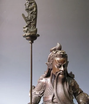 

16"Classic Pure Bronze Copper Stand Dragons Guan Gong Guan Yu warrior Statue