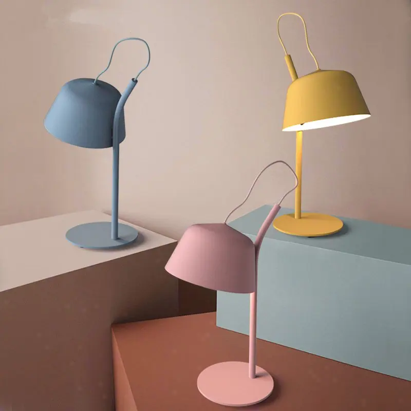

The Nordic colorful table lamp modern and creative living room table lamps Decor Children learning macarons bedroom bedside Lamp