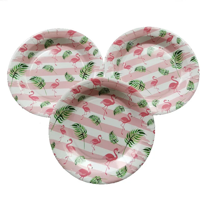 

7 Inch Disposable Flamingo Party Paper Plates Event Party Decor Wedding Party Supplies Festival Tableware Set Cake Dish 10PCS