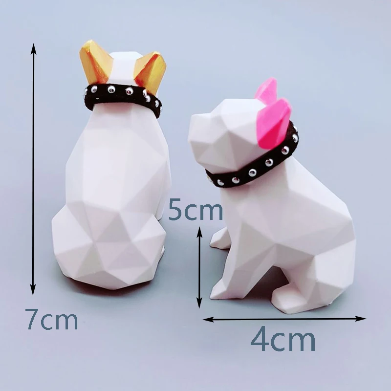 3D Силиконовая форма геометрический дизайн бульдог форма оригами художественная собака ароматический гипсовый DIY Автомобильный Декор Гипсовые поделки форма для свечей