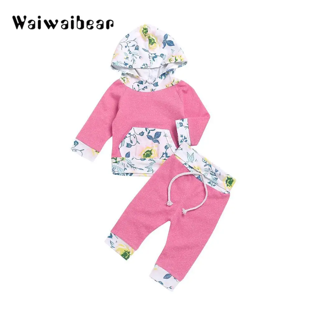 

VTOM Newborn Baby Kids Sets Baby Outfit Clothes Hooded Long-sleeved Tops+ Pants 2Pcs Set Baby Clothes With Quality Assurance