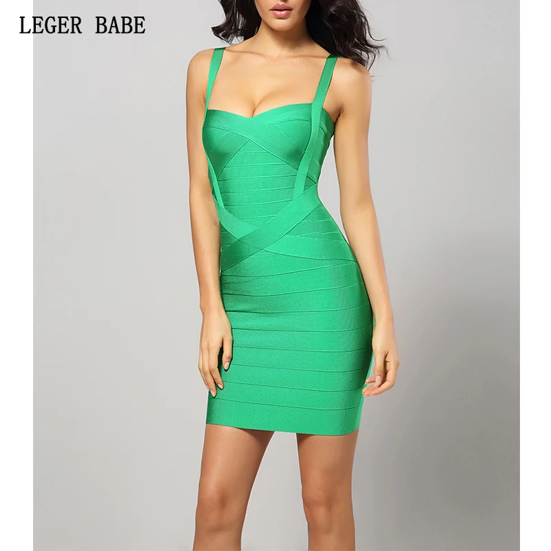 Green Spaghetti Strap Party Dresses Wear Women 2019 Sexy Going Out