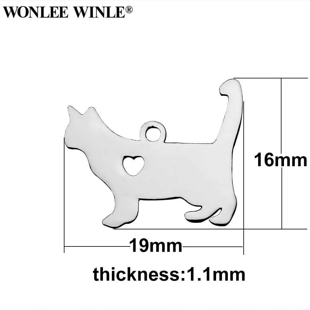 Wonlee Winle DIY полированный 316l нержавеющая сталь любовь мой кот домашних животных талисманы подвески для браслета цепочки и ожерелья ЮВЕ - Окраска металла: As pics