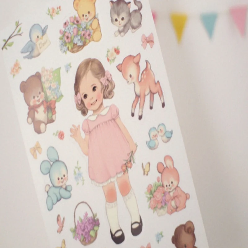 

Cute Girl Stickers Changing Clothes Album Book Decorative Sticker Korean Version Transparent PVC Photo 6Sheet/Pack Stickers Toys