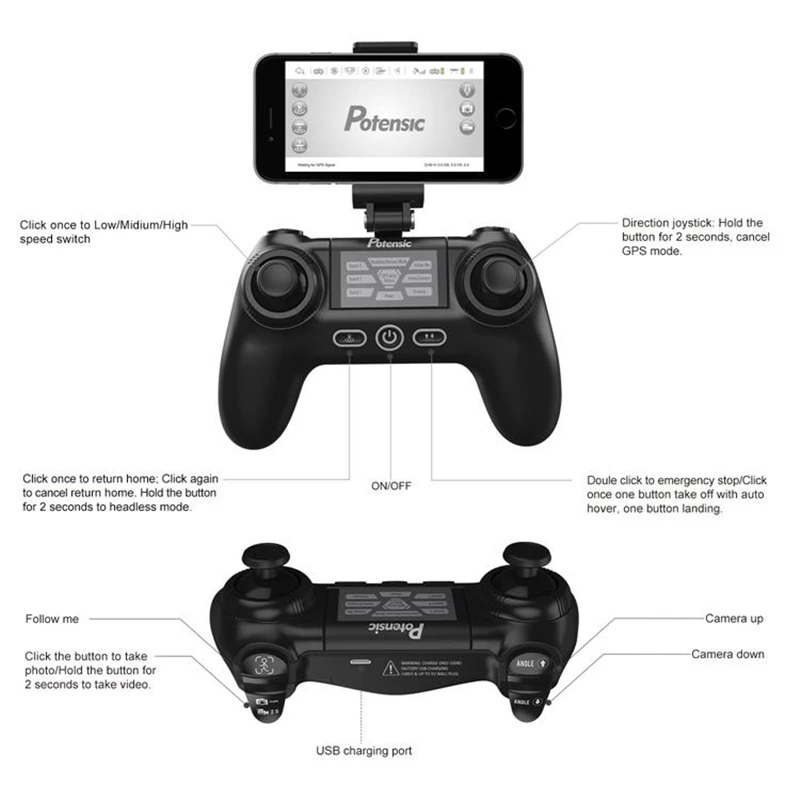 Potensic T18 Радиоуправляемый Дрон с камерой HD 1080P FPV Wi-Fi функция удержания высоты беспилотник selife складной Квадрокоптер