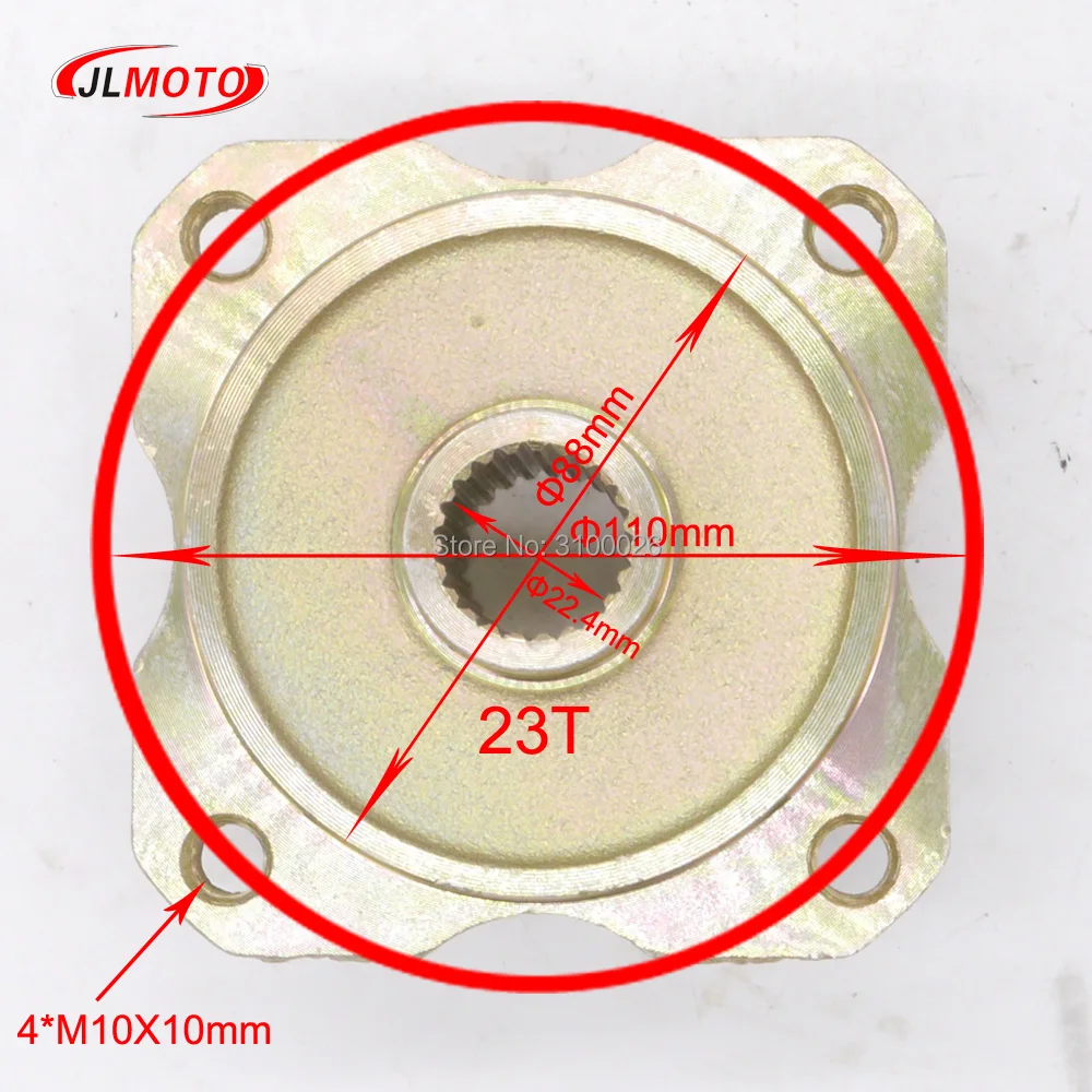Ступица заднего колеса 23T 110*4 STUD M10 подходит для китайского ATV 110cc 125cc 150cc Go Kart - Фото №1