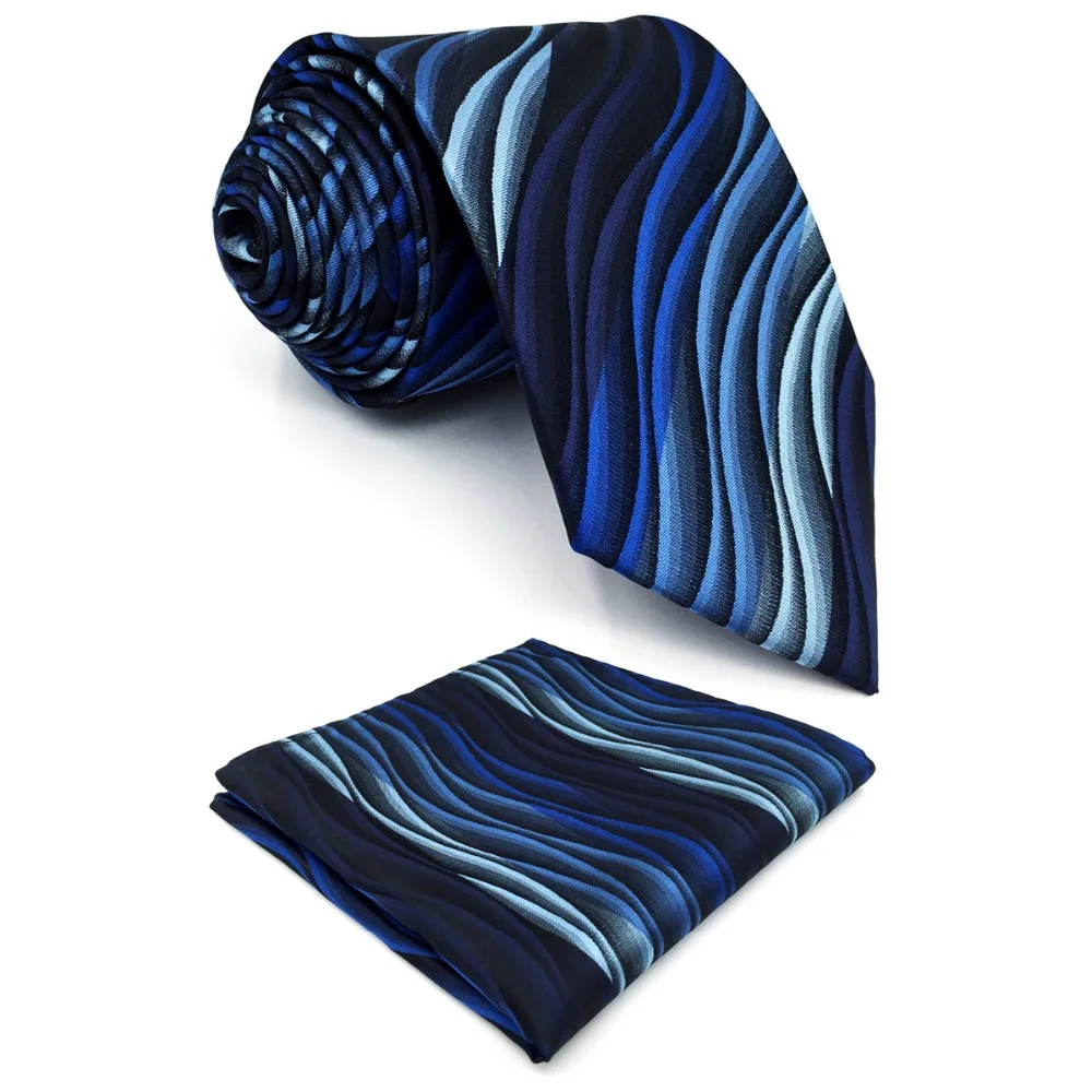 

U23 Ties for Men Blue Gradual Change Ripple Silk Handmade Wedding Classic Necktie 6cm Tie