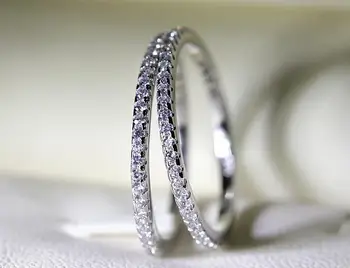 

New Women Fashion Jewelry 925 Sterling Silver Full 5A CZ Zirconia White Party Cute Girls Wedding Band Ring For Lover's Gift