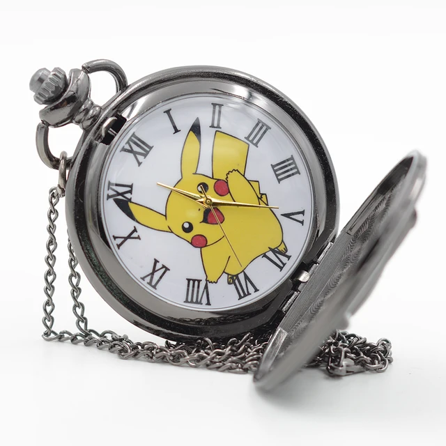 Retro Black Pikachu Game Pokemon Pocket Monsters Quartz Pocket Watch Analog Pend Retro Black Pikachu Game Pokemon Pocket Monsters Quartz Pocket Watch Analog Pend