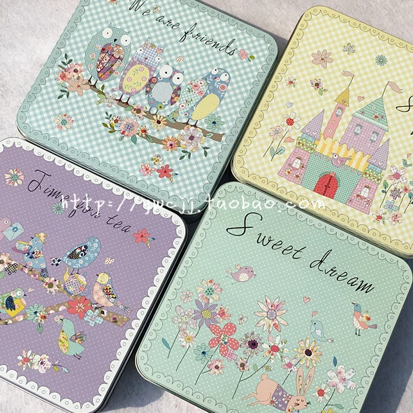 

New Arrival! L Size Square Shape Fair Tale Graffiti Cookie Can Tin Storage Case Secrect Box Letters Pens & Stationery Box