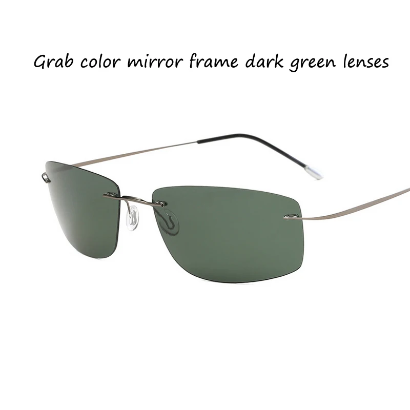 Frameless Pure Titanium Ultra Light Anti Fatigue Driving Mirror Polarized Sunglasses Sunshade 5