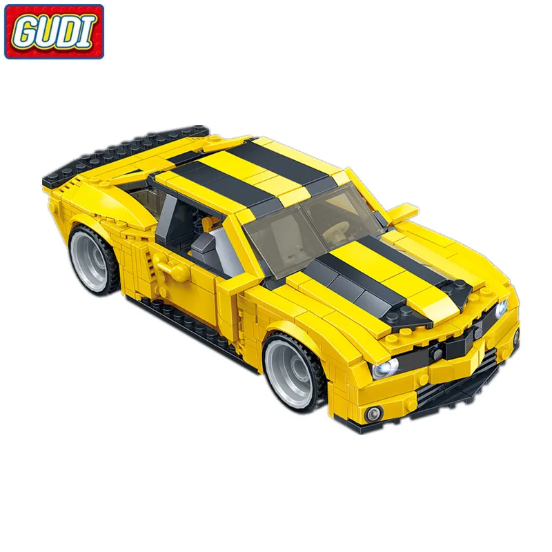 Najtaniej 2 w 1 duży Robot żółty samochód bloki 584 sztuk zestaw klocków cegły zmontowane modele edukacyjne zabawki dla dzieci prezent 8715