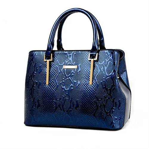 Blue handbag Дизайнерская сумка высокого качества, Женская лакированная кожаная сумка, Классическая тисненая сумка-мессенджер от известного бренда, жесткая сумка на молнии - Цвет: Blue handbag