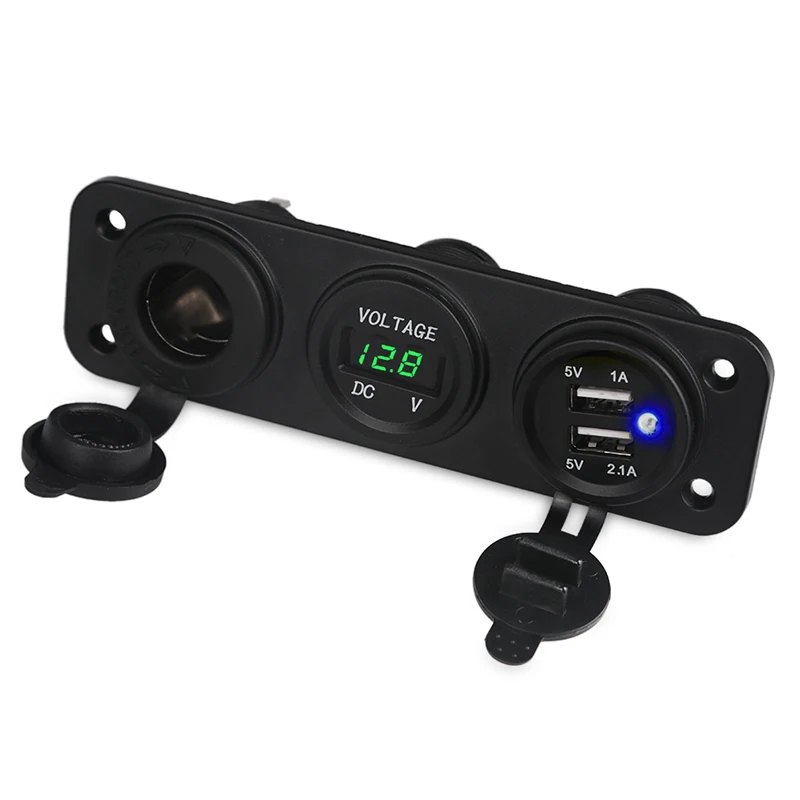 Urbanroad 12 В/24 В двойной USB автомобильный прикуриватель синий светодиодный цифровой вольтметр розетка 5 в 2.1A автомобильный адаптер зарядное устройство для iPhone - Название цвета: Зеленый