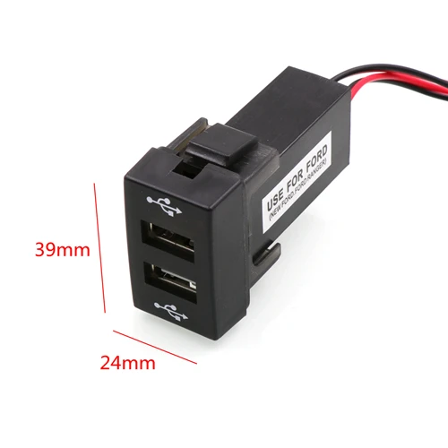 2.1A 1.2A 2xusb Интерфейс со штыревой частью соединения Зарядное устройство Применение для HONDA, NISSAN, TOYOTA, Hilux Vigo, FORD, MAZDA, Mitsubishi, peugeot 307, Elantra - Название цвета: FORD