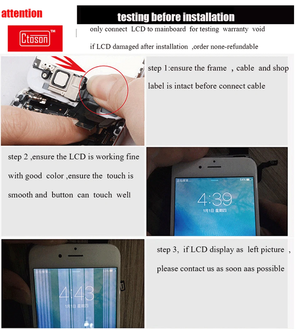 Ctoson lcd дисплей для iPhone 6 7 8 3D сенсорный экран полный вид замена lcd S для iPhone 7 Plus 8 Plus без битых пикселей