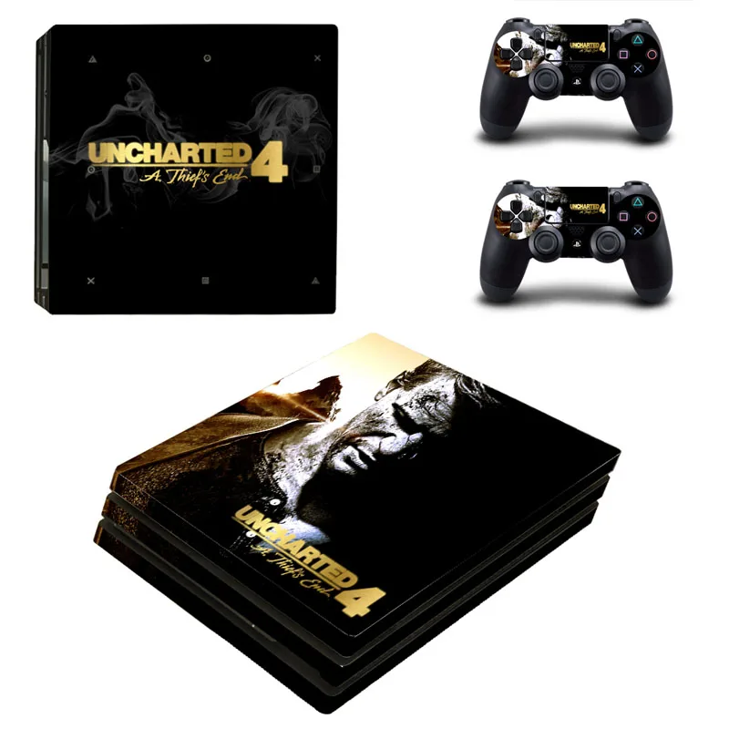 

PS4 PRO Sticker for Playstation 4 PRO Console Skin Decal Sticker Uncharted 4 + 2 Controller Skins Set