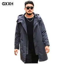 Бренд Большой размеры Mmen серый куртка Свободные Повседневное полета костюм весна и осень тонкий срез с лацканами Длинный плащ капюшоном