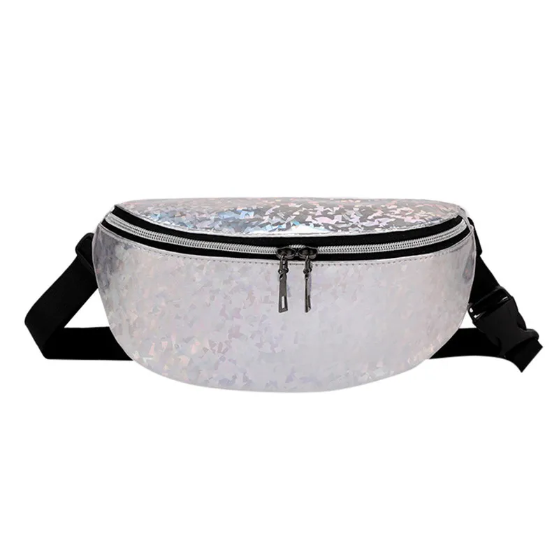 

Fashion Women Fanny Pack Laser Waterproof Waist Bag Students Outdoor Sports Zipper Holographic Messenger Chest Bag Waist Pack#40