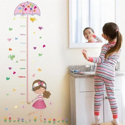 Детские размеры Ростомер рост ребенка измерения высота линейка настенная бумага Милая мультяшная Наклейка на стену - Цвет: Q