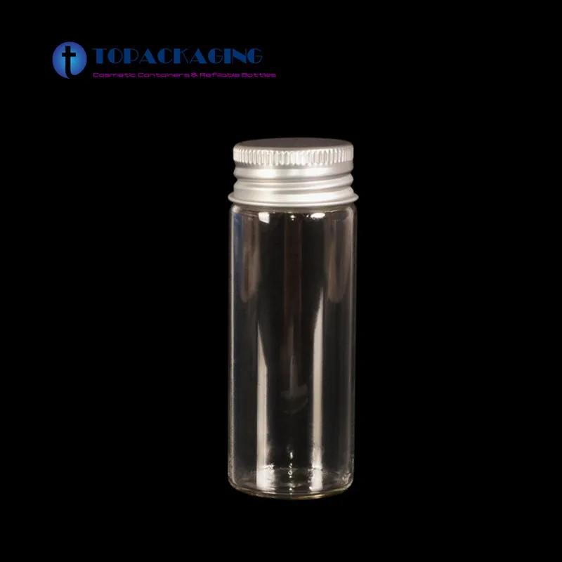 100pcs 40ml glass wishing bottle empty liquid cosmetic container clear aluminum screw cap sample perfume refillable vial 30 80mm 100PCS*40ML Glass Wishing Bottle Empty Liquid Cosmetic Container Clear Aluminum Screw Cap Sample Perfume Refillable Vial 30*80mm