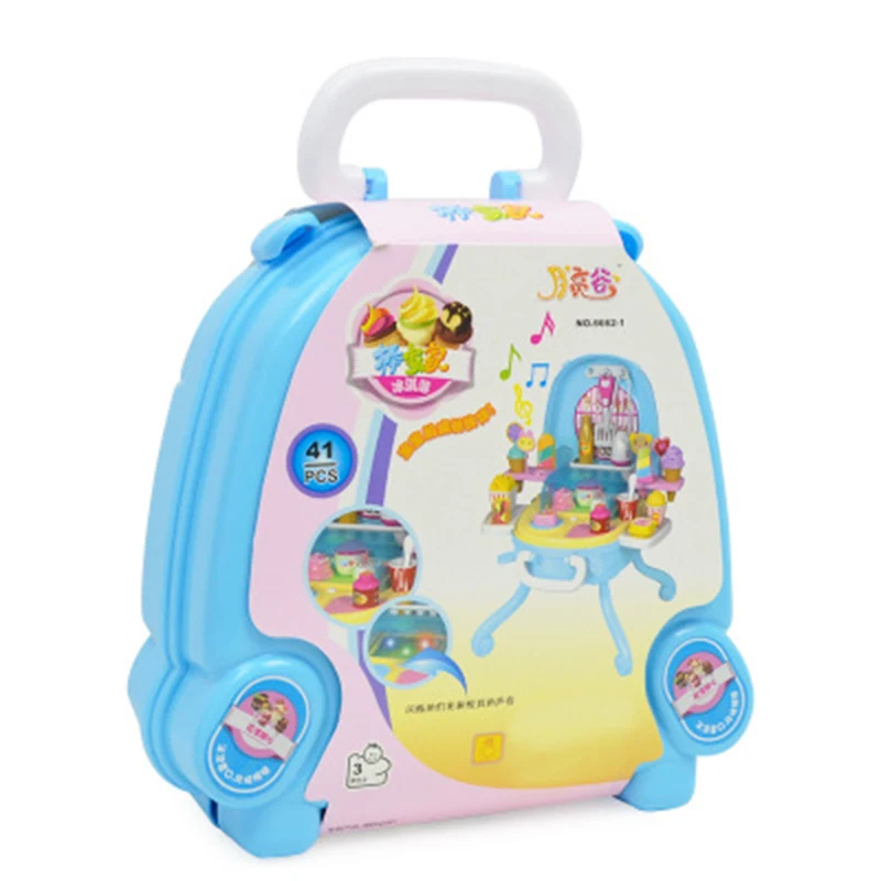  Ice Cream Toys Light Music Table Simulated Dessert Station Girls Children's House Toy Sets Interact