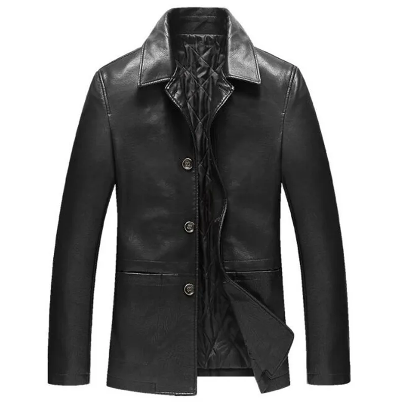 

Leather Jacket Men Coats 4Xl High Quality Pu Outerwear Thicken Men Business Winter Faux Leather Male Jacket A3891