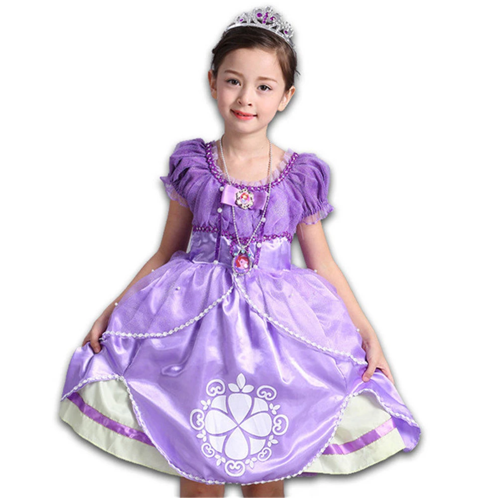 

High Quality Summer Fancy Sofia Princess Dress for Girls Kids Cartoon Aurora Birtyday Party Dresses Children Cinderella Gown Hot