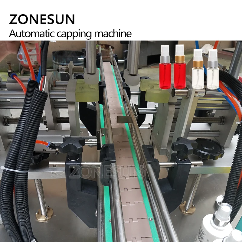 ZONESUN Автоматическая 10-50 мм настольная электрическая пластиковая стеклянная машина для укупорки бутылок с сигнал защиты прессовочная машина