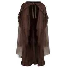 Коричневые плиссированные хлопковые и сетчатые кружевные Длинные асимметричные винтажные юбки в стиле стимпанк Женская пикантная юбка размера плюс готическая одежда S-6XL