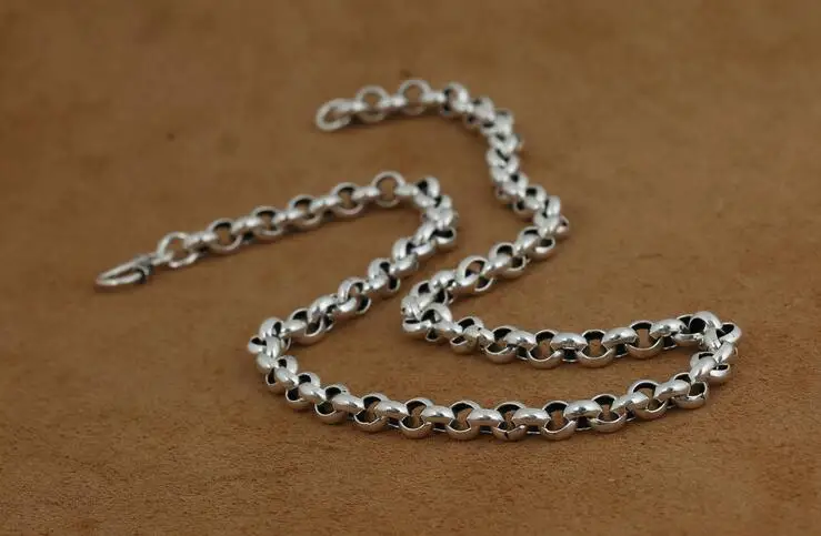 6-10 мм,, 925, Серебряное мужское ожерелье, винтажное ожерелье из чистого серебра, цепочка, ожерелье, мужское ювелирное изделие, подарок