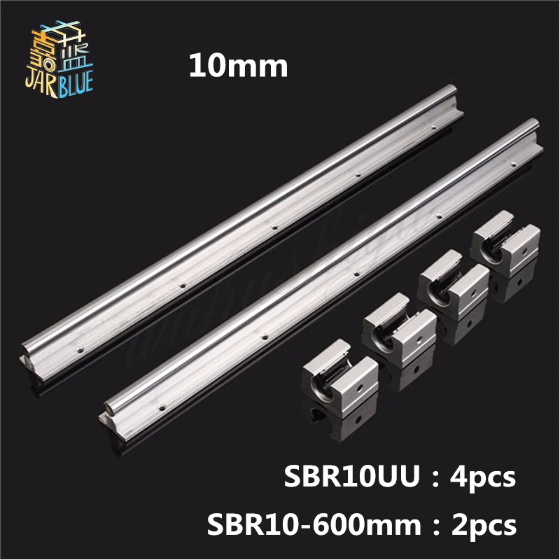 

Free Shipping 2pcs SBR10 L 600mm linear rail support with 4pcs SBR10UU linear guide auminum bearing sliding block cnc parts