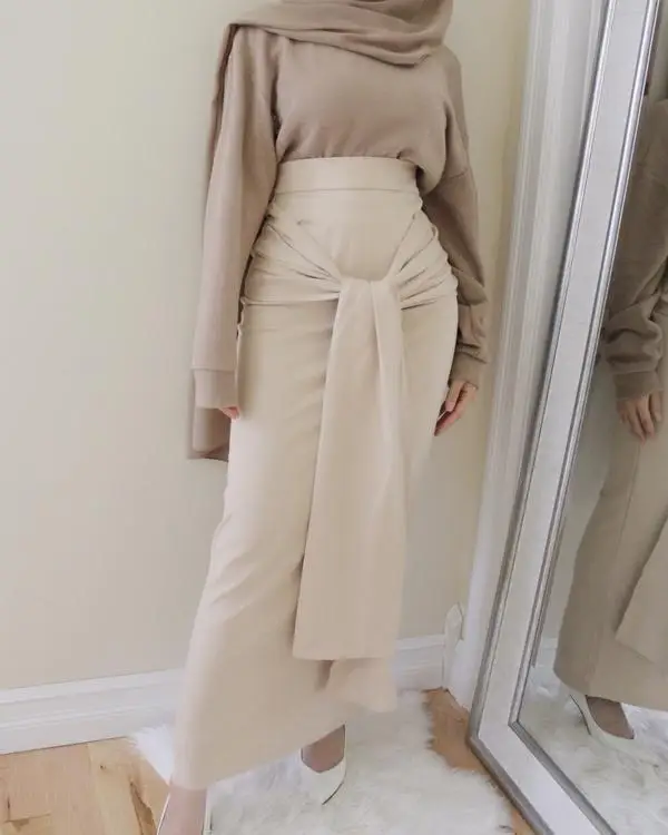 Модная женская юбка с поясом, комбинезон, платье, мусульманская нижняя часть, длинная бандажная юбка-карандаш, Рамадан, вечерние, для культа, мусульманская одежда