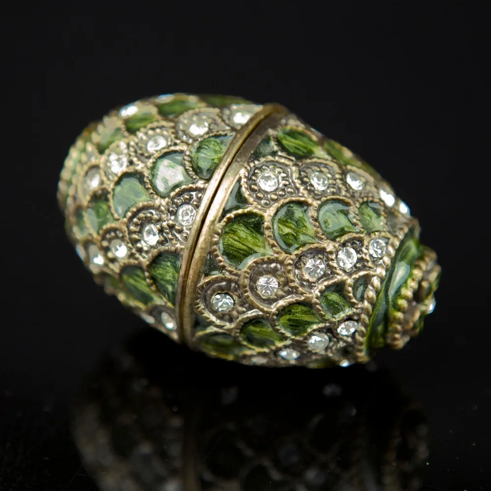 

Jewelry Trinket Boxes Alloy Metal Rhinestone Ellipse Arts Decorative Collectible Vintage Packaging Classical Gift Box