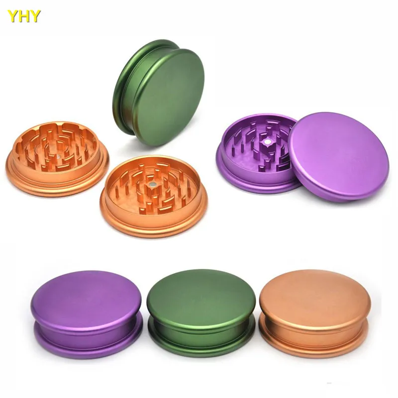 Aircraft Aluminium Grinder 2 Layers 53mm High Grade Herb Spice Crusher Tobacco Metal Grinder Green Purple Gold02