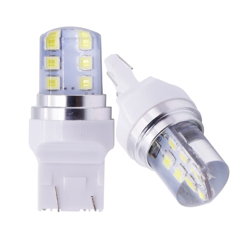 LYMOYO 10 шт./лот T20 7443 стробоскоп вспышка светильник s 12 SMD 2835 Светодиодный силиконовый задний фонарь тормозной светильник стояночный светильник белый красный DC12V