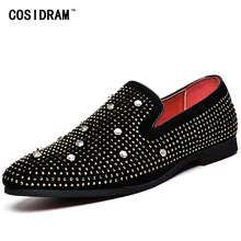 Cosidram заклепки мужские туфли без шнуровки Весенне-летняя мужская повседневная обувь из искусственной кожи Лоферы для женщин для мужской обуви плюс Размеры 46 47 48 brm-009