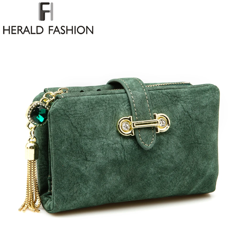 Herald Fashion Nubuck Leather Women Wallets Female Zipper Small Wallet Women Short Coin Purse ...