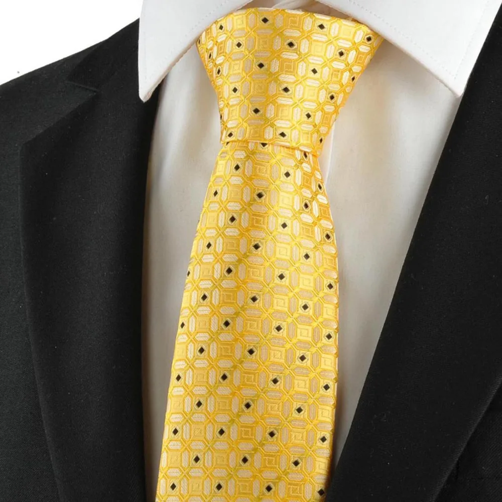 Мужской галстук золотой желтый в клетку завязанный полосатый галстук деловые Свадебные Галстуки костюм галстук в клетку одежда аксессуары для мужчин