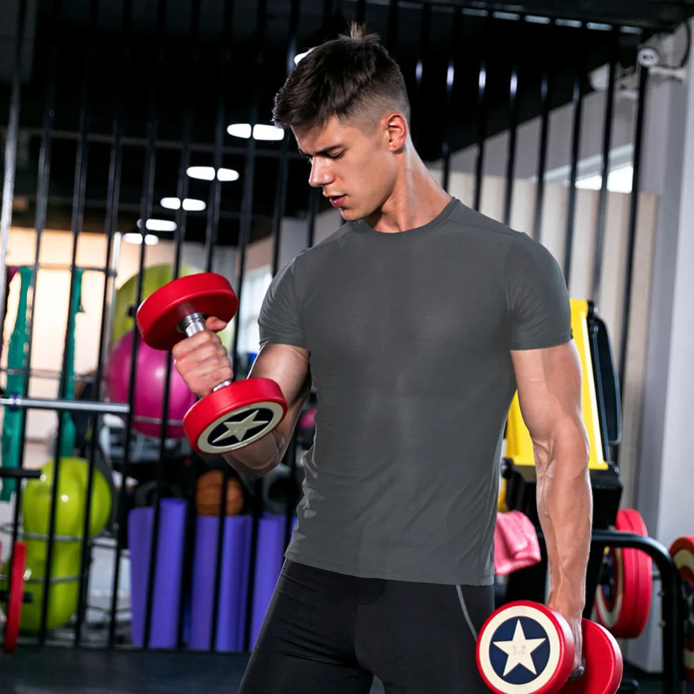 

Qiuck Dry Fit Running Shirt Men Short Sleeve Sport T Shirt Gym Sport Suit Gym Fitness Jerseys Crossfit Yoga Tee Shirt Homme