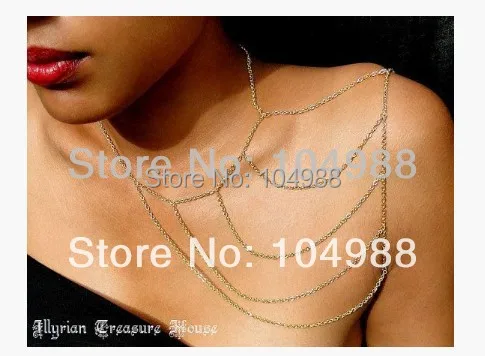 

NEW STYLE BY-152 SILVER PLATED METAL Body CHAIN JEWELRY SINGLE SHOULDER CHAINS JEWELRY