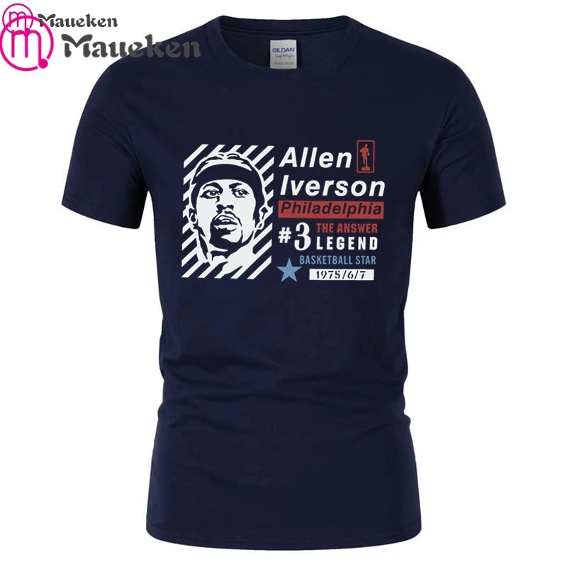 

New 2019 Philadelphia Legend 3 Allen Iverson The Answer hip-hop T Shirt cotton short sleeve T-shirt for friend gift