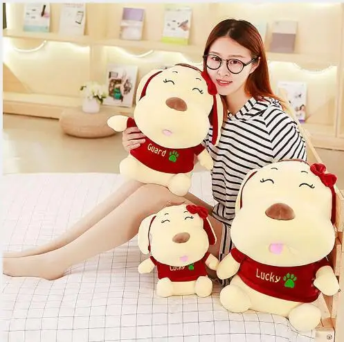WYZHY пара Сидящая собака плюшевая игрушка кукла украшение для дома кровать подушка отправить родитель-ребенок подарки 30 см - Цвет: Красный