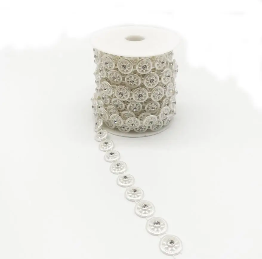 2Yard ABS Pearl Round Flower Bead Chain Trim For Sewing Apperal Bag Shoes Cap Collar Holiday Venue Decoration