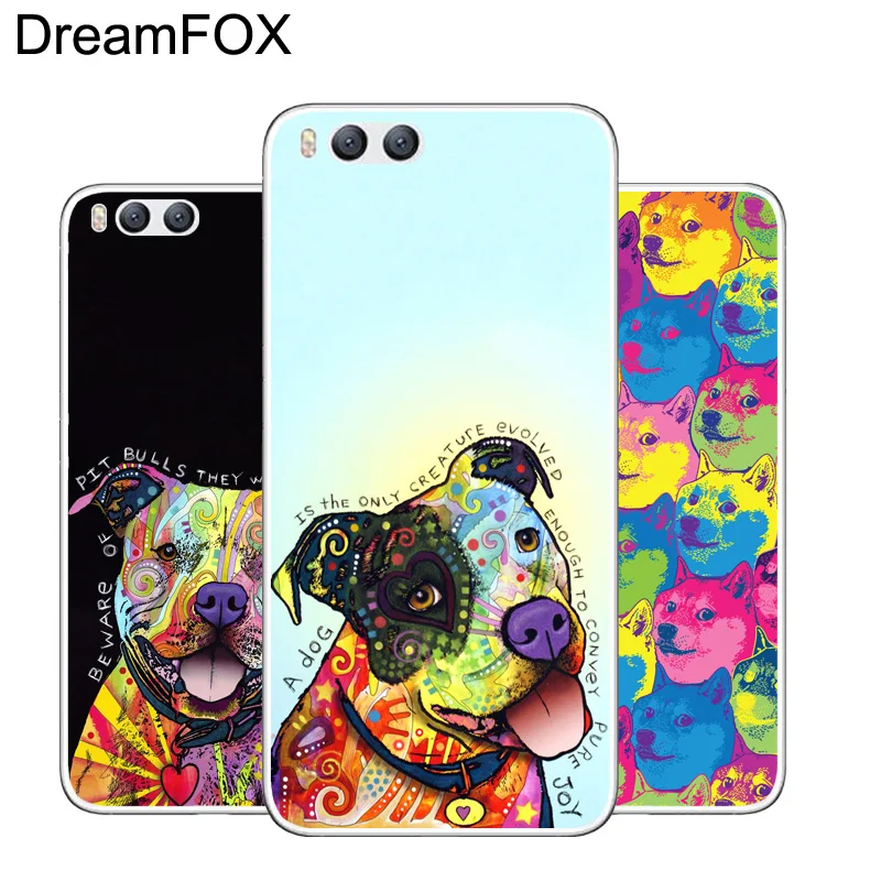 DREAMFOX L418 Cute Pitbull Dogs Pop Soft TPU Silicone Case Cover For Xiaomi Mi Note 2 3 4 5 6 8 SE M5 4C 4S 5C 5S 5X 6X A1 Plus |