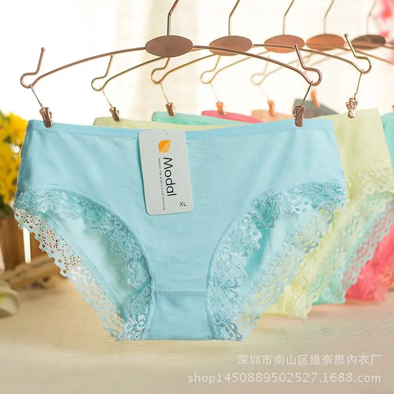 

Lace Panties Women Fashion Lingerie Solid Pretty Briefs High Quality Cotton Mid Waist Women Underwear