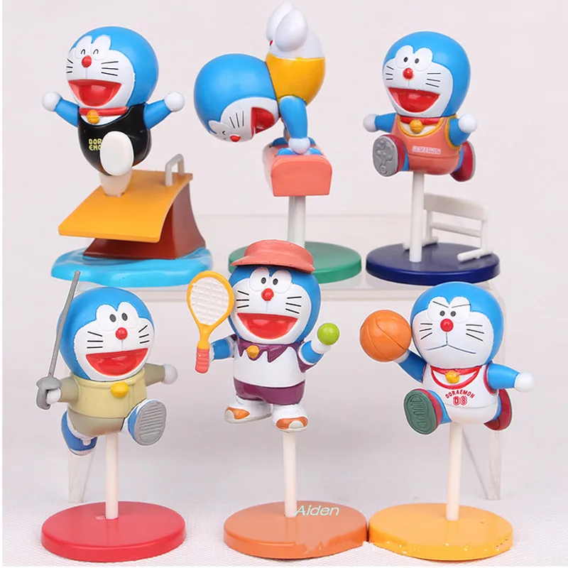 

6 Pcs/set Doraemon Pokonyan Gymnastics Ver Creative Decoration Birthday Gift PVC Action Figure Collectible Model Toy 5CM B869
