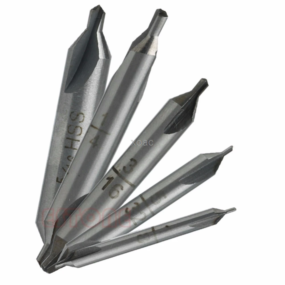 5Pcs/lot HSS Center 60 degrees Spotting Drill Bits Combined Countersink