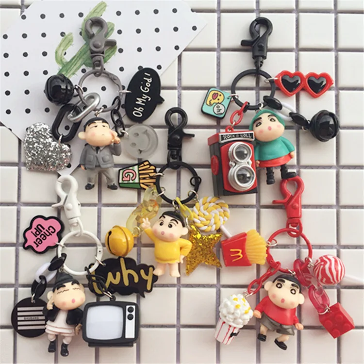 

Cute Cartoon Crayon Shin-chan Keychain Car Key Ring Gift For Women Girls Bag Pendant DIY Figure Charms Key Holder Chain